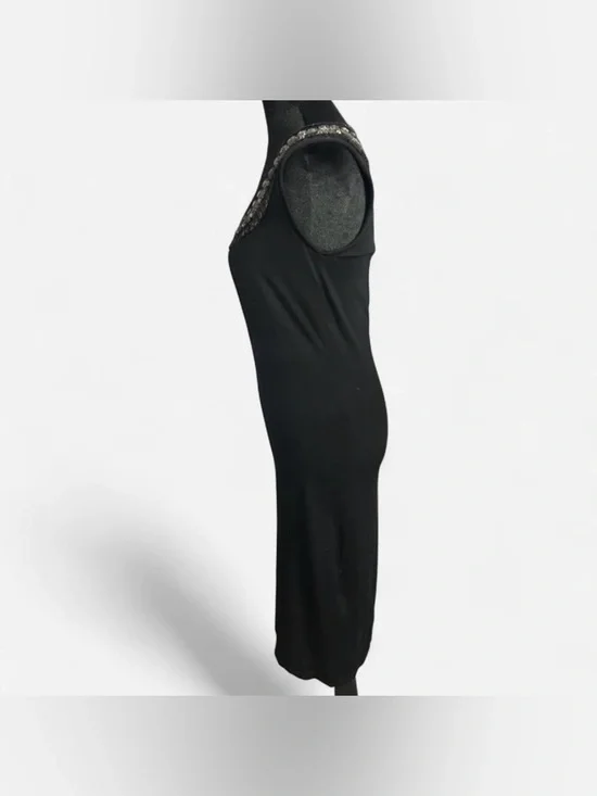 Tory Burch Black Merino Wool Embellished Neck Sheath Dress XS Designer - Picture 3 of 8